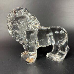 Vintage Val St Lambert De Sores Crystal Lion Figurine Belgium